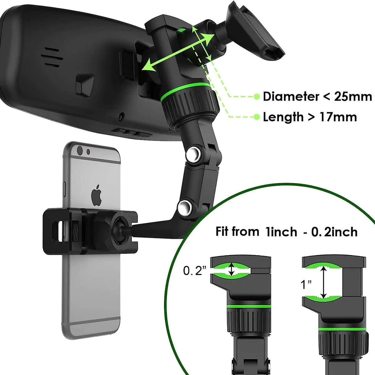 360° Rotatable Rearview Mirror Phone Holder