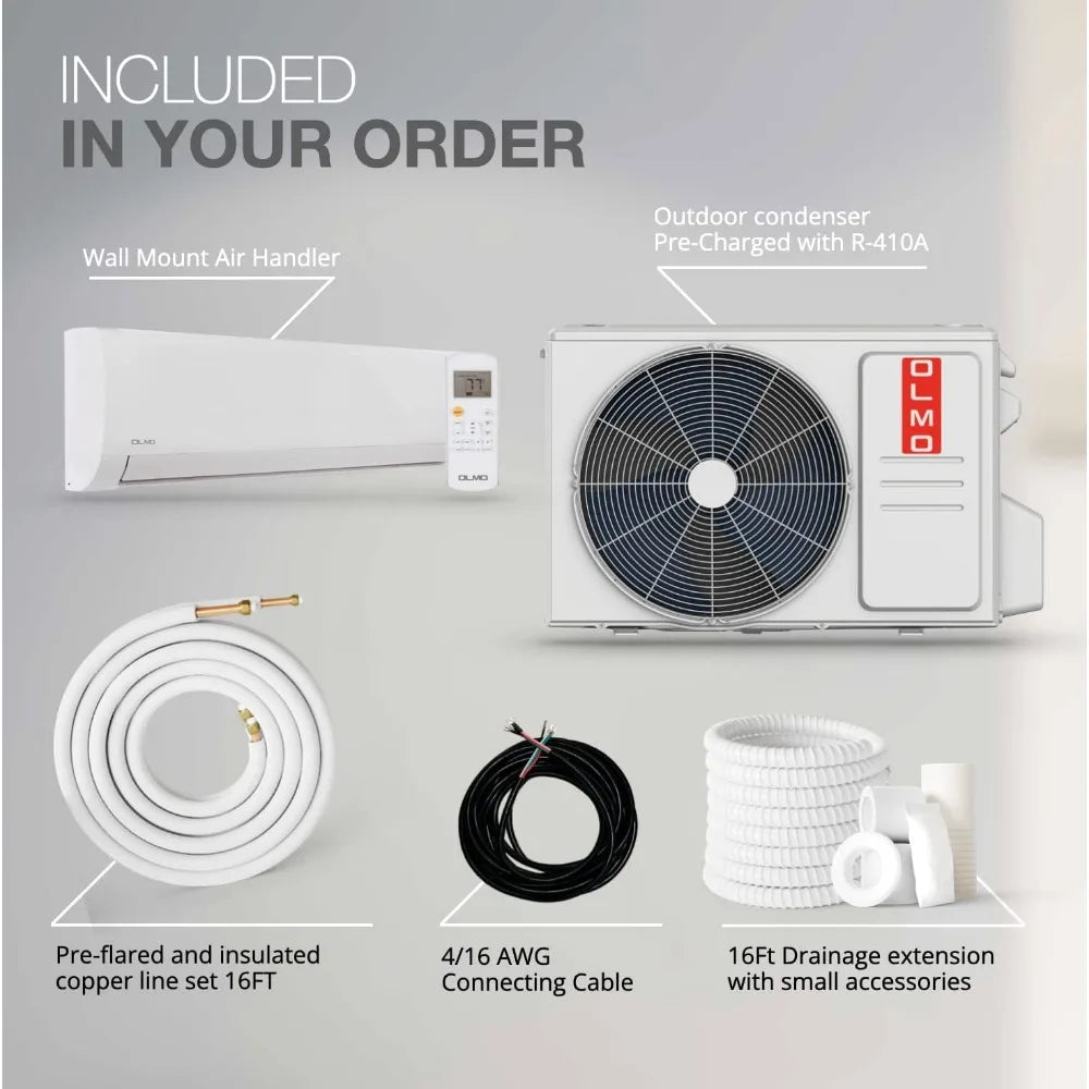 12,000 BTU, Pre-charged Ductless Mini Split AC with Heat Pump